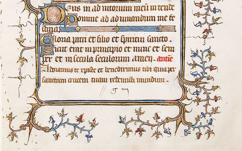 Detail of French Illuminated manuscript from the 14th c.