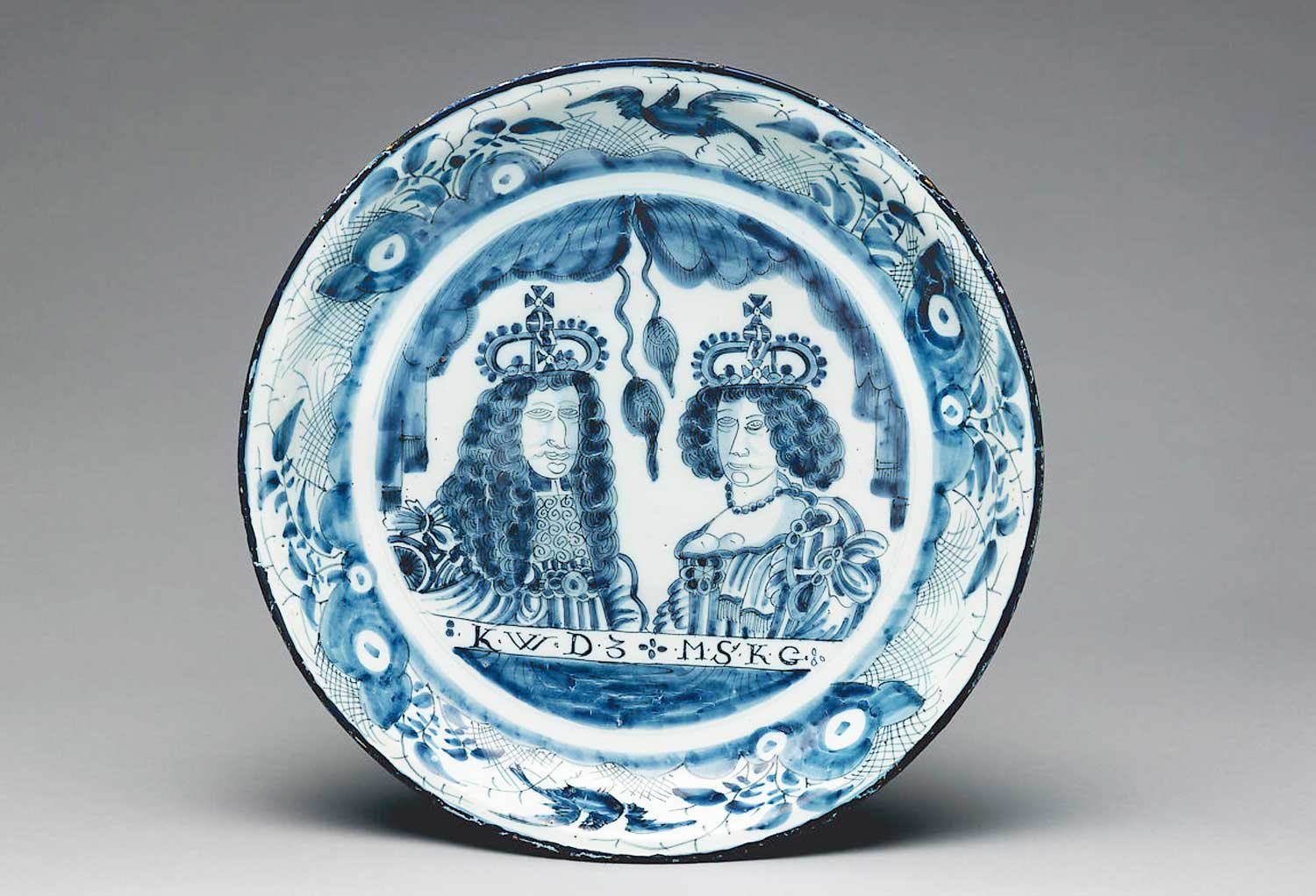 William III and Mary II on a Dutch Delftware dish.