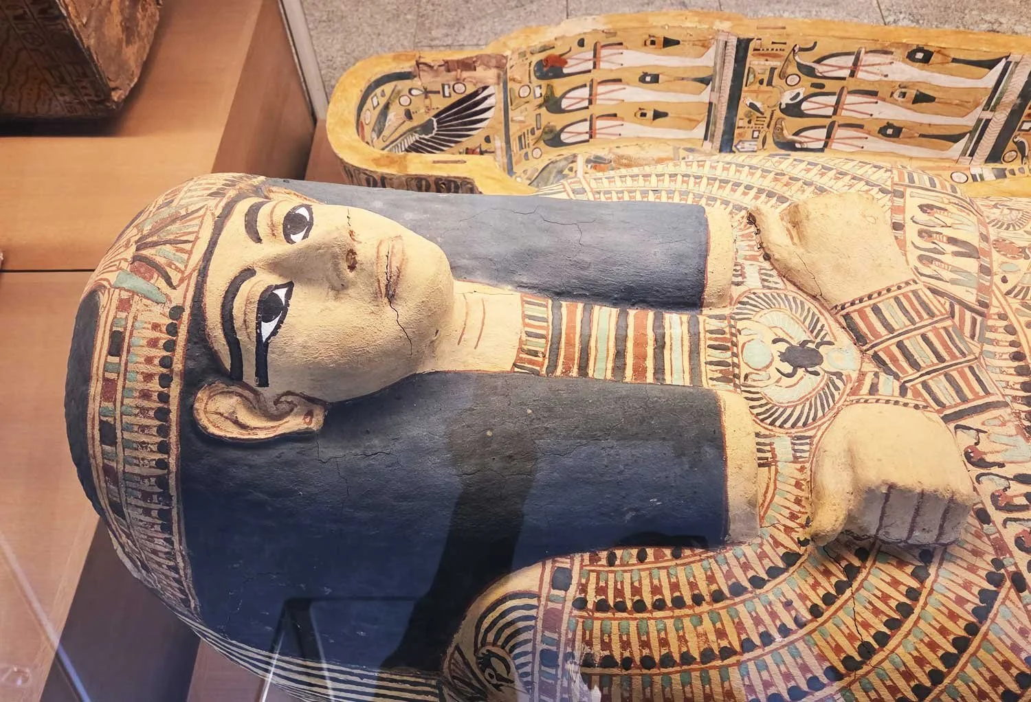 Detail of clay outer coffin.