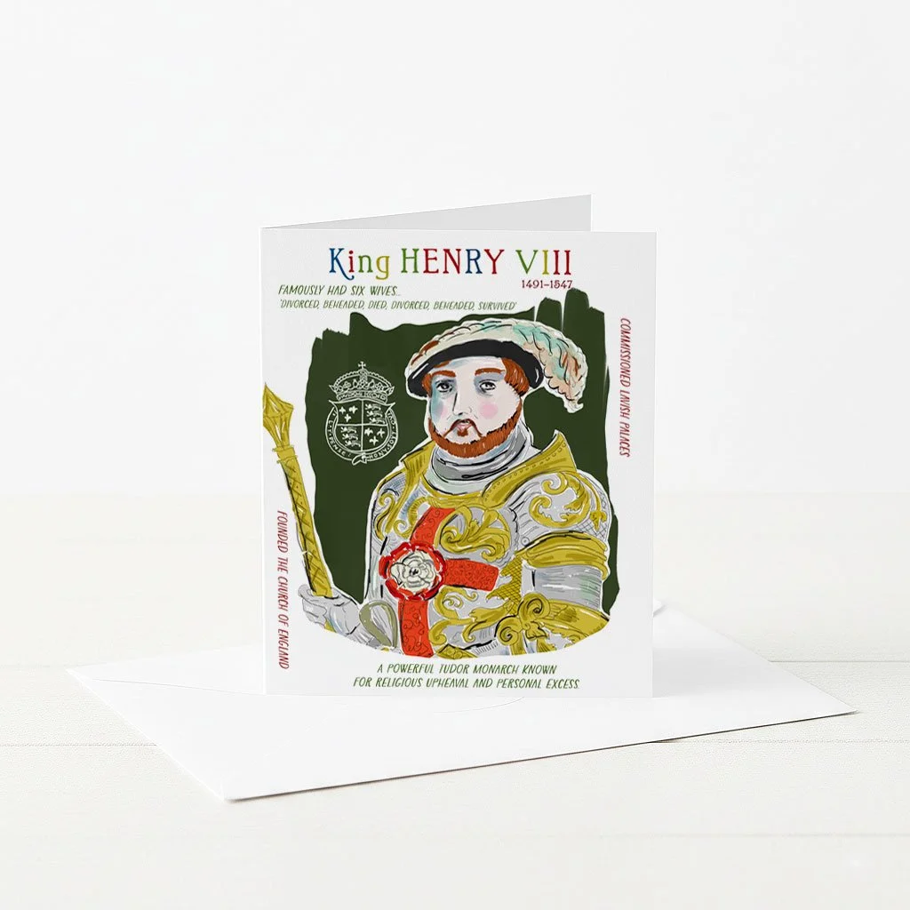 Historical Figures Greeting Card with King Henry VIII and interesting facts about his life.