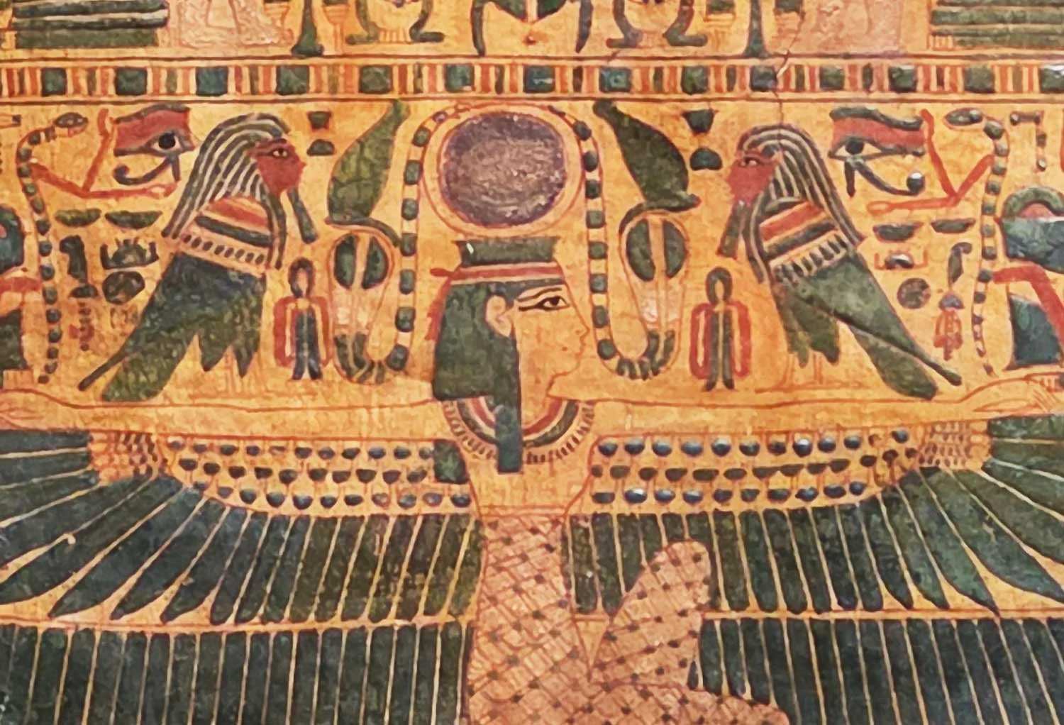 Detail of coffin with Goddess Nut and Ba-birds.