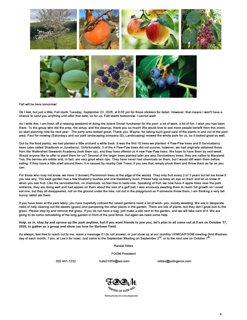 FOOM President Letter