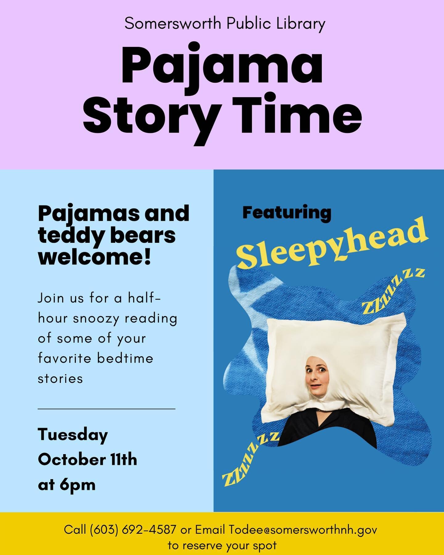 I&rsquo;ll be back at the @somersworthlibrary on October 11th at 6pm for another pajama story time 📚

Sign up by calling the library or emailing Todee@somerswothnh.gov

This is a part of a reading series supported by a grant from the @nhcouncilonthe