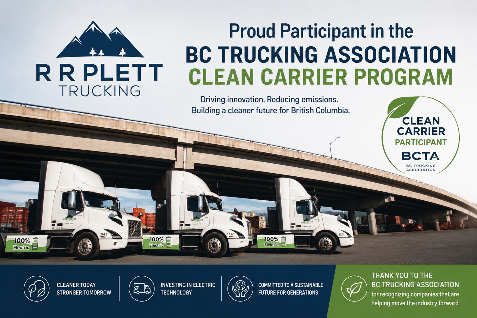 R.R. Plett Trucking Proud Participant in the BC Trucking Association Clean Carrier Program