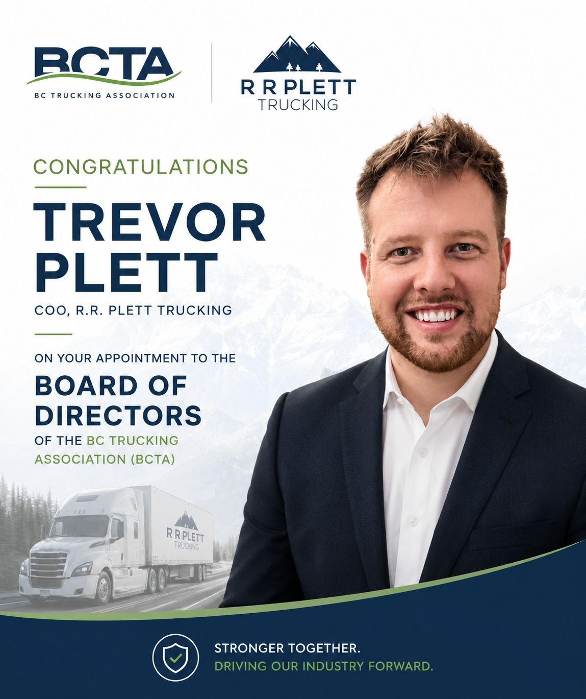R.R. Plett Trucking COO Trevor Plett Appointed to BCTA Board of Directors