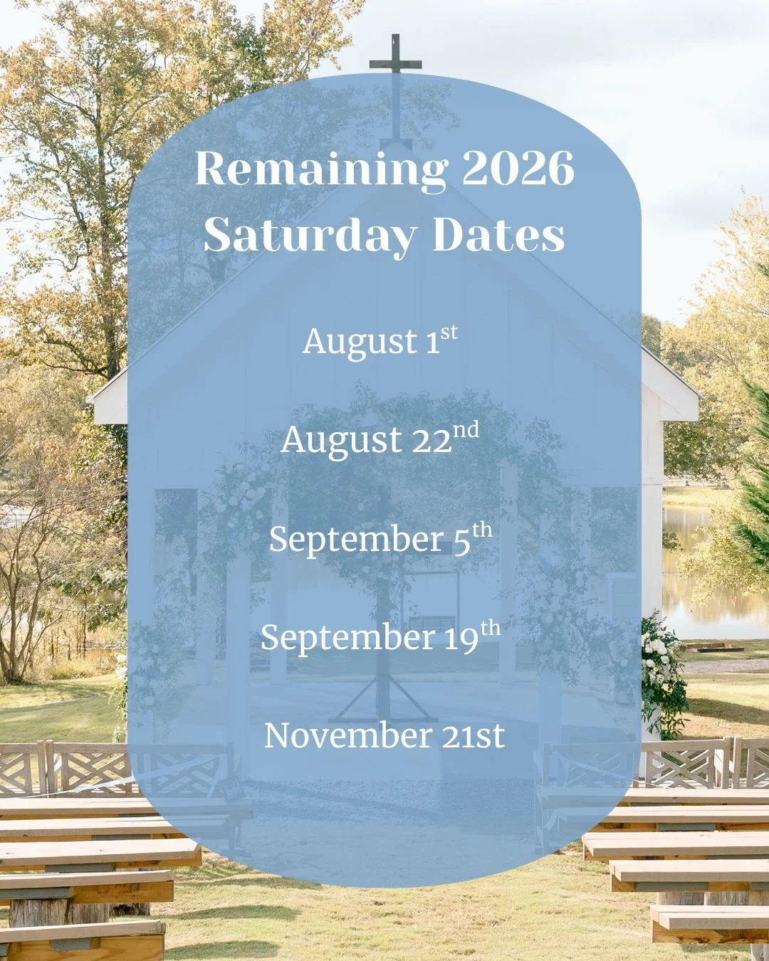 We only have a few prime weekend dates left for 2026! Swipe to see our open Sundays (with special Sunday rates) Click the link in our bio to inquire more. These dates will not be available for long! 

We cannot wait to host your big day here at South