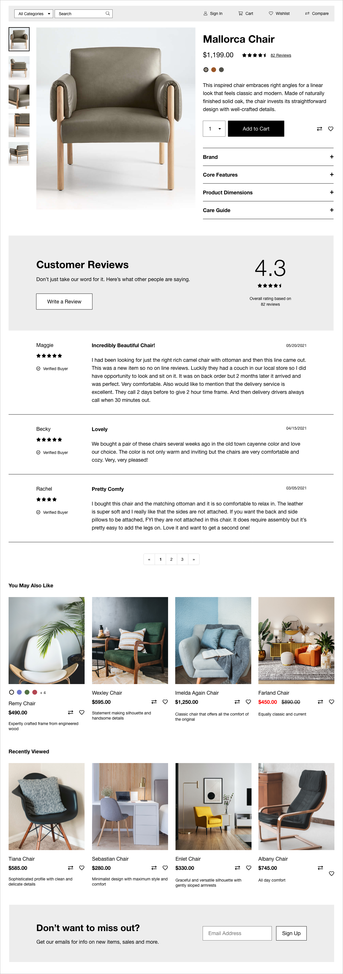 Product details page for a single product