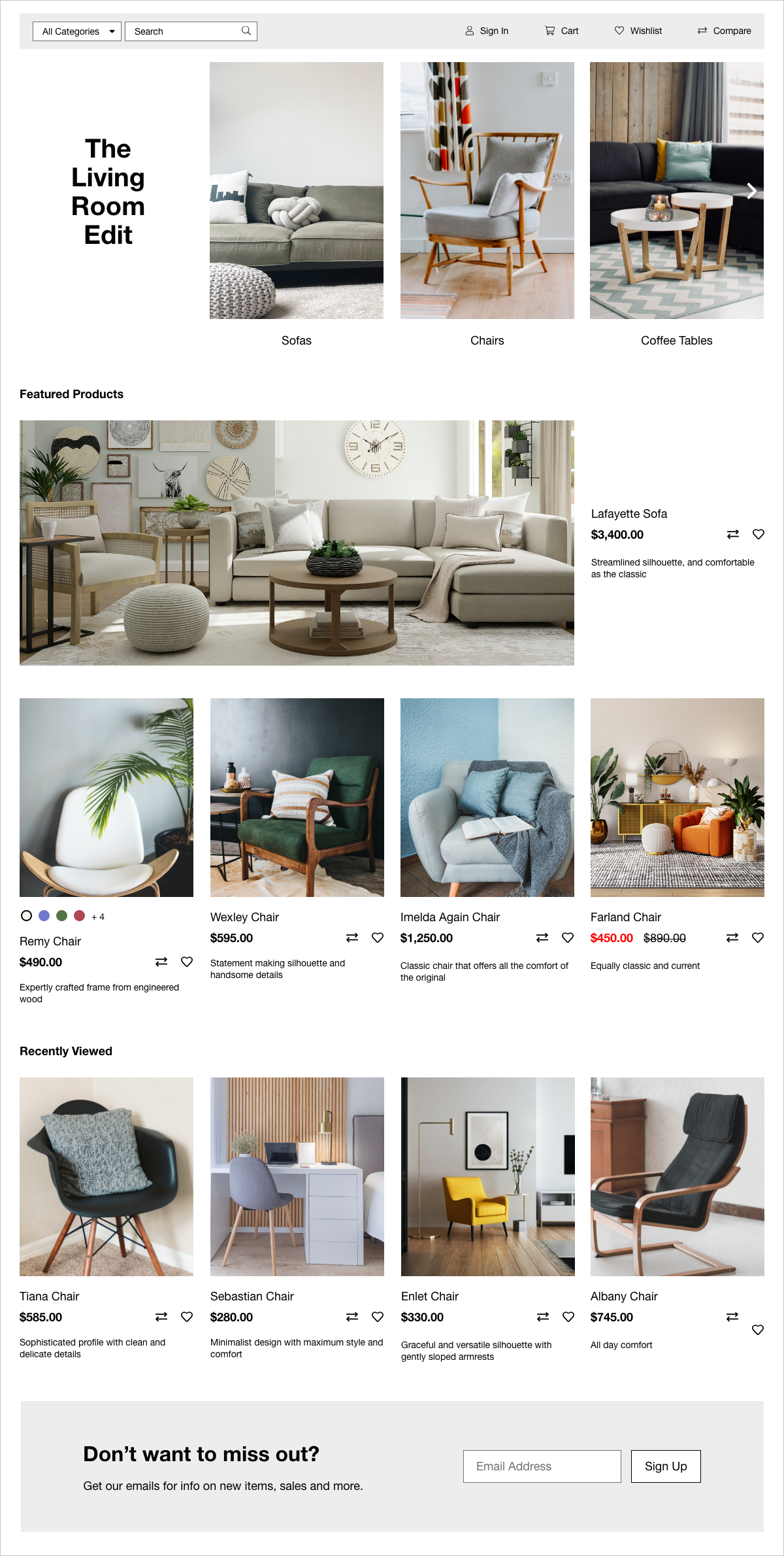 Category page with sub-categories