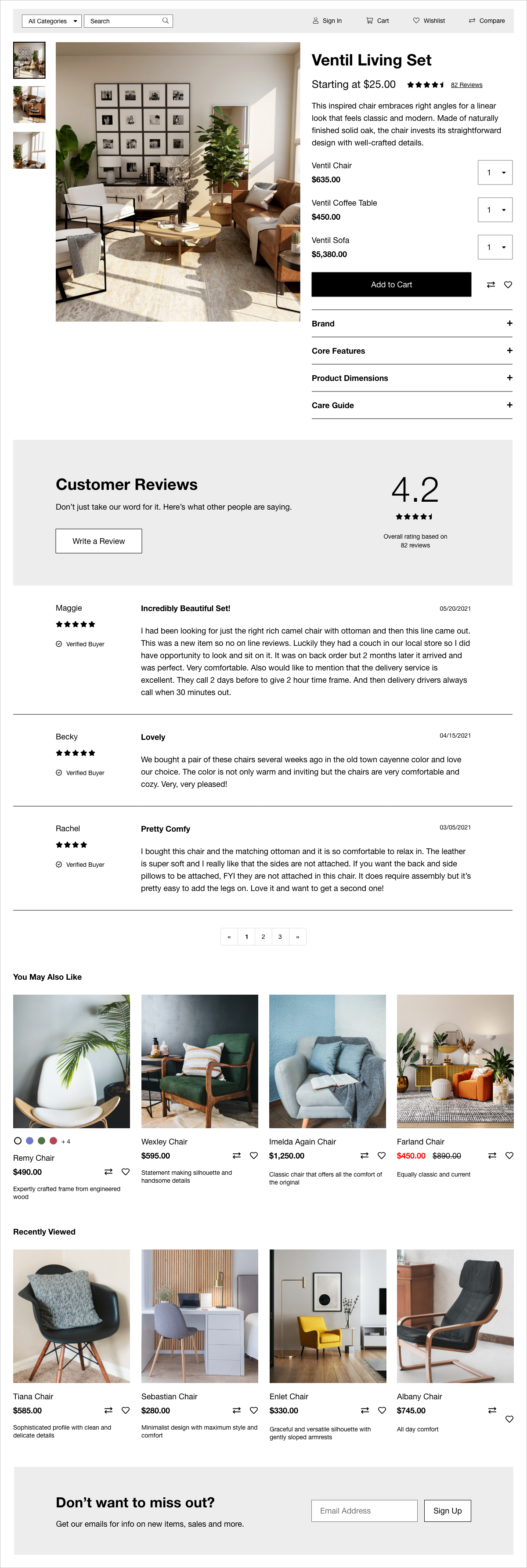 Product details page for a multiple products in a set