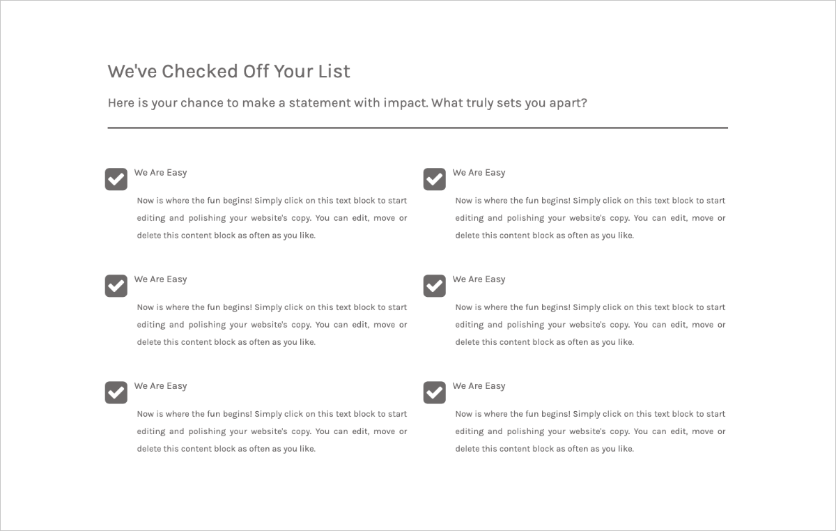 Original design of checklist template