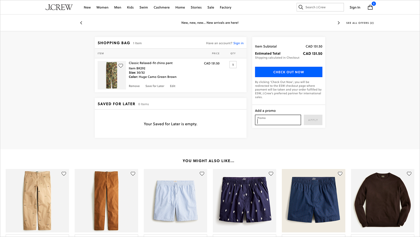 "J.Crew" website