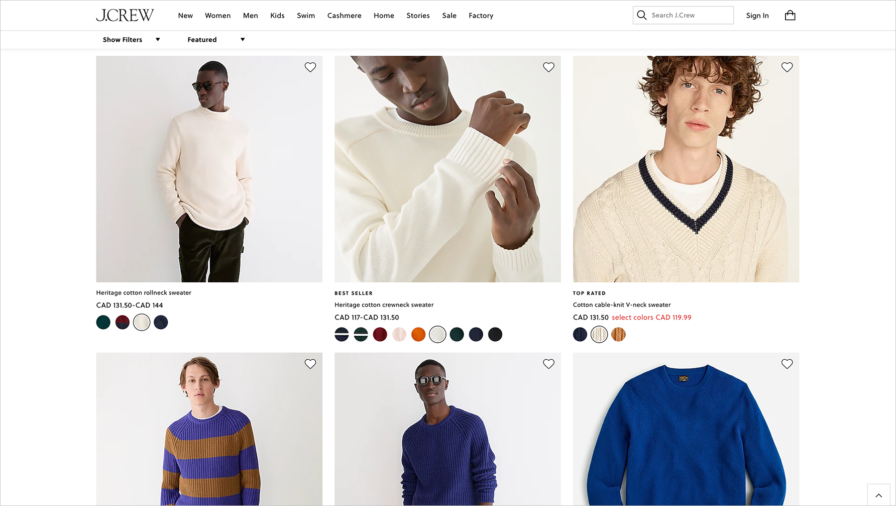 "J.Crew" website