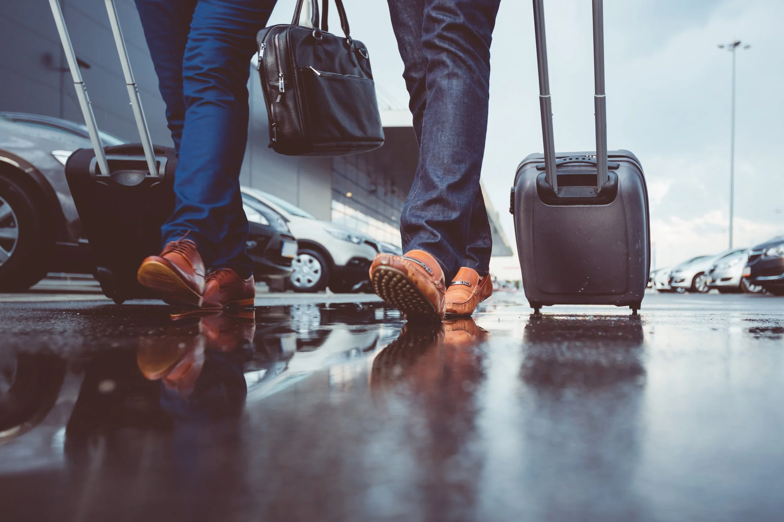 Parking Lot, Airport, Parking, People, Suitcase