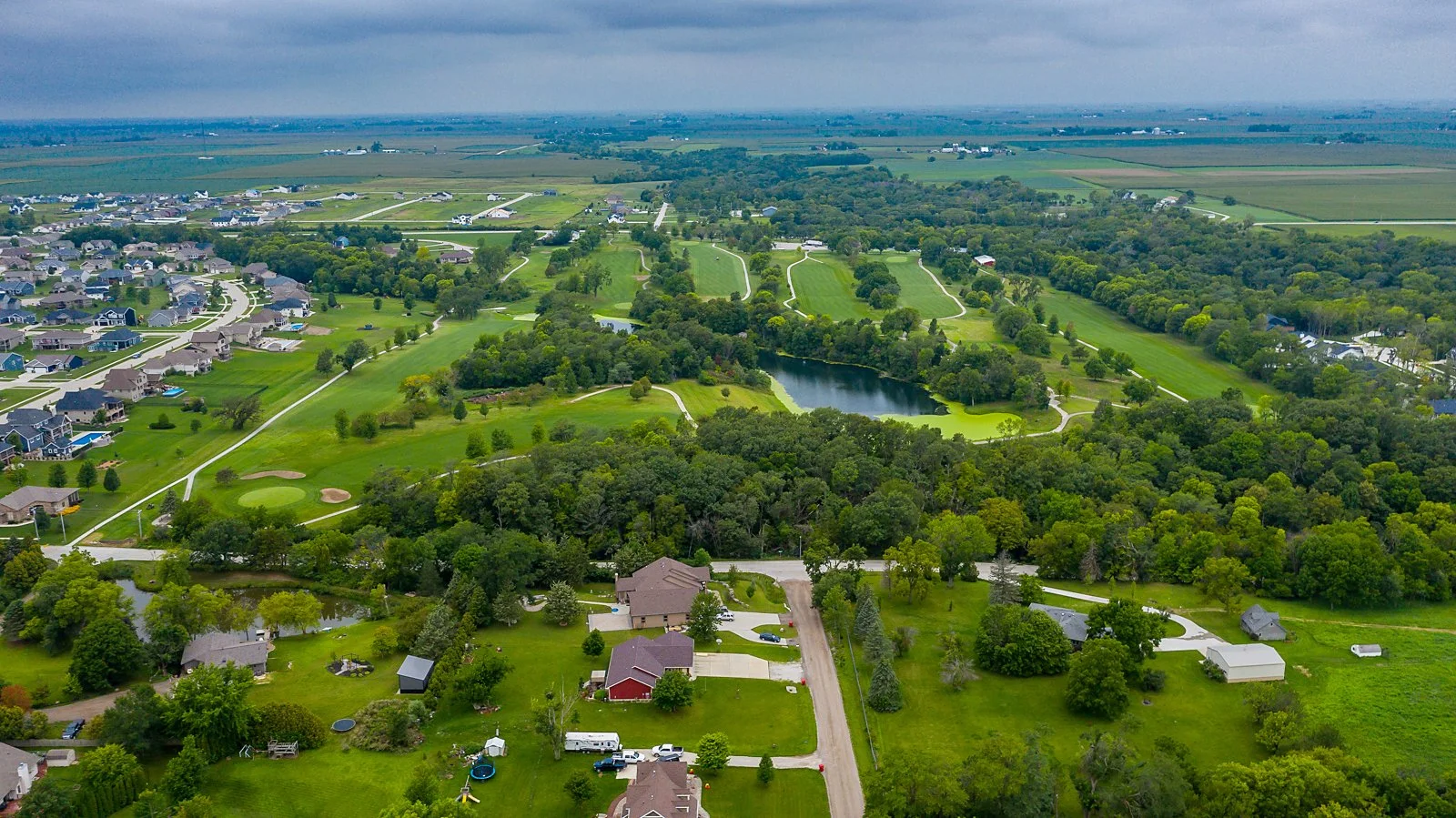 Aerial shot of Huxley, Iowa