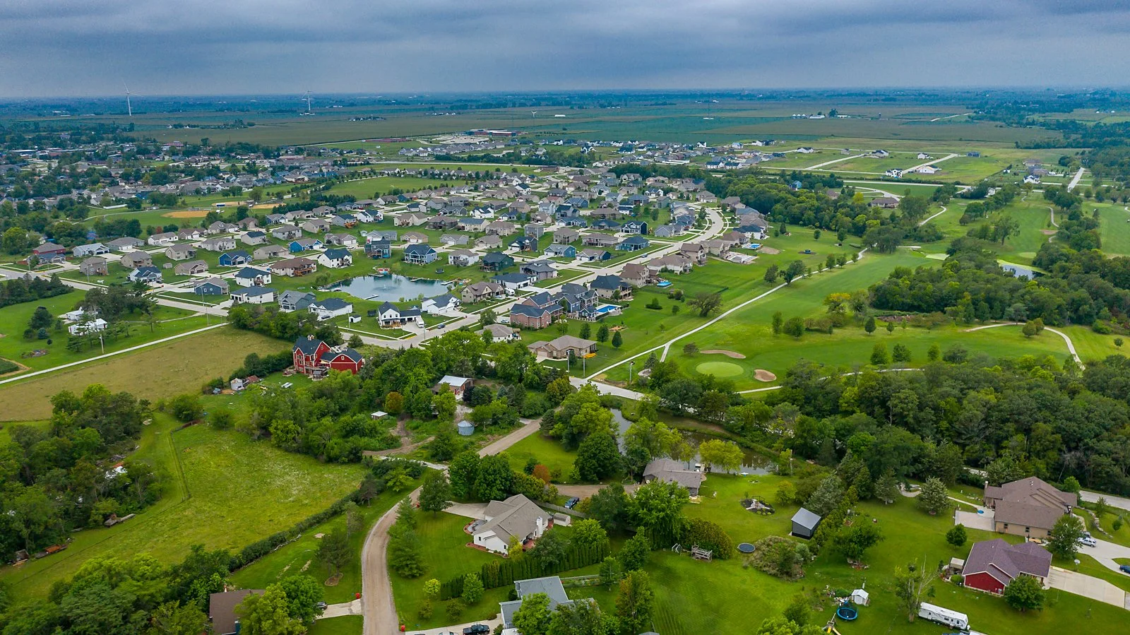 Aerial shot of Huxley, Iowa