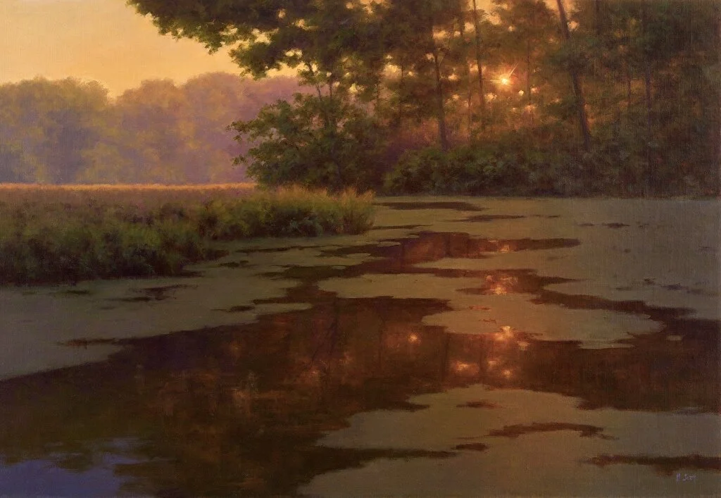 Morning Radiance: This painting features a location that has become a favorite of mine. The rising sun coming through the trees shimmering onto the water was magical. It took me several studies to figure out how to best capture the emotions I felt&n…