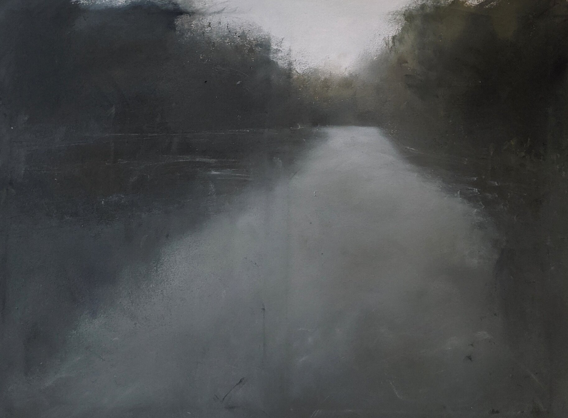 Riverbend: A special piece, the first in the new studio. It's a refreshing experience creating in a brand new atmosphere. I'm delving into an optimistic unknown and I like it. This painting is another from memory. I spent a year in my young adulthoo…