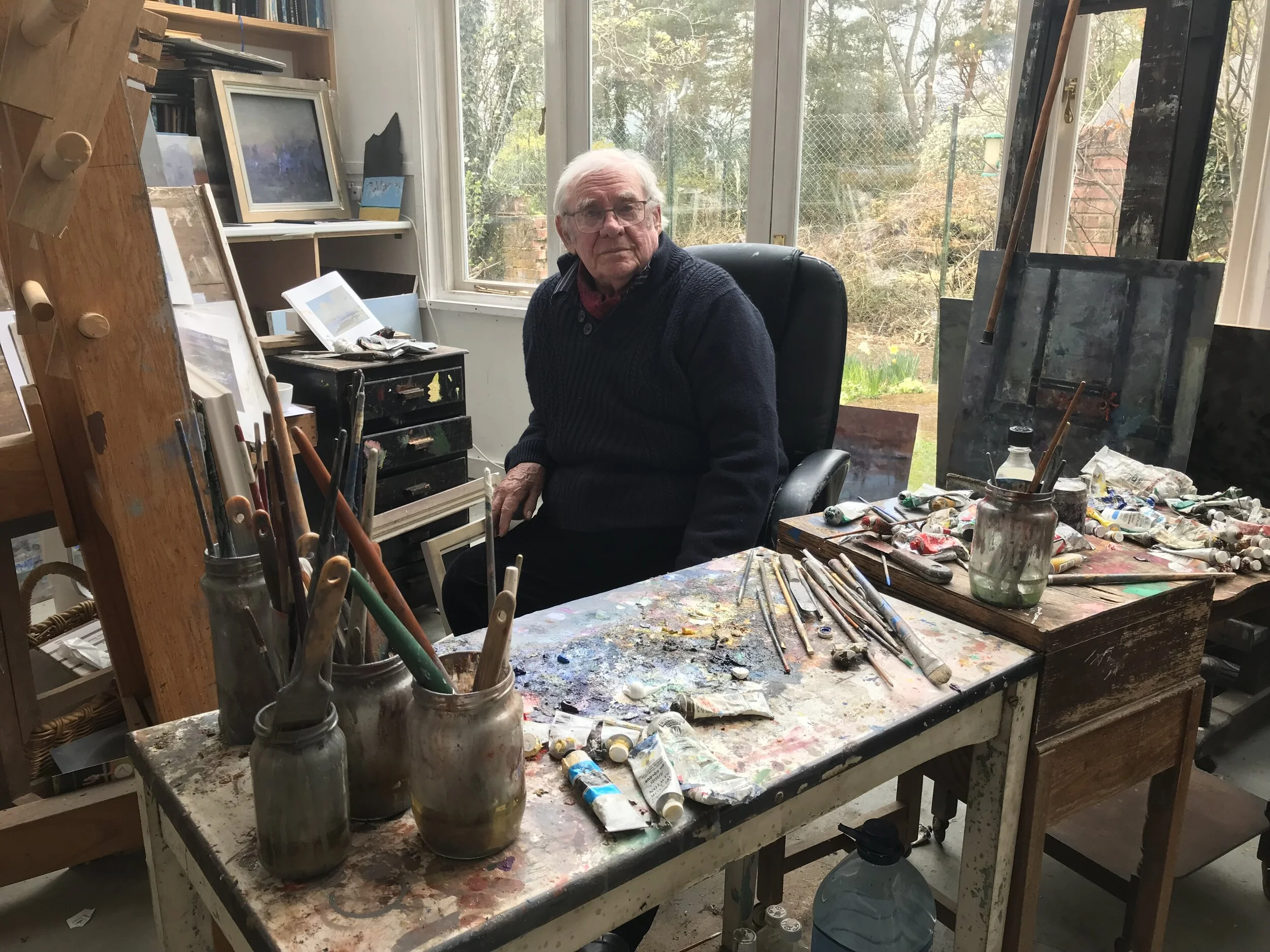 Fred Cuming at home in his studio