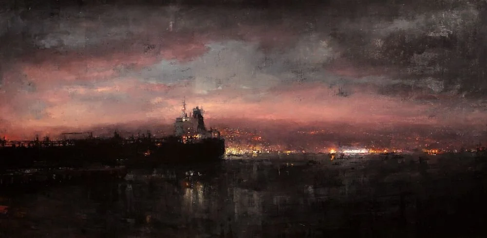 Jeremy Mann, ‘Bay Evening’, Oil on Panel, 24 x 48 inches, 2009