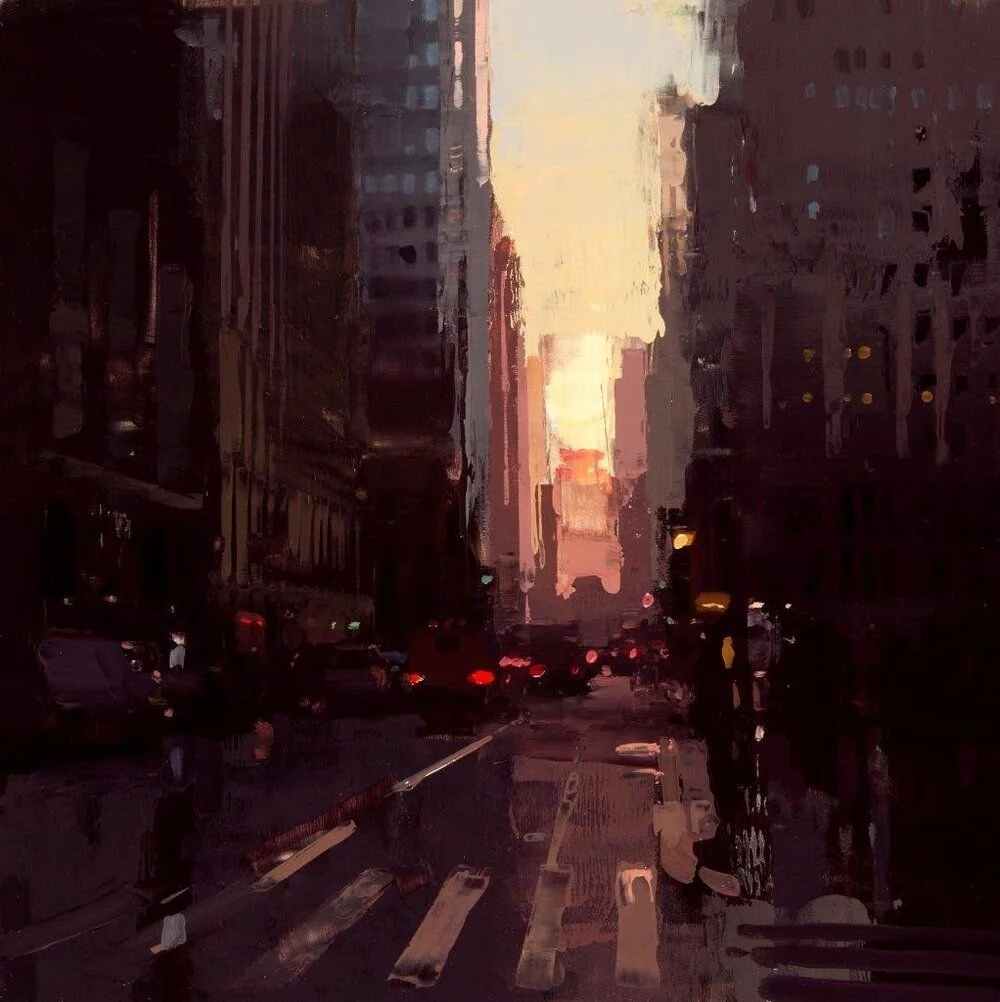 Jeremy Mann, ‘New York Sunset # 1’ Oil on Panel, 12 x 12 inches, February 2015