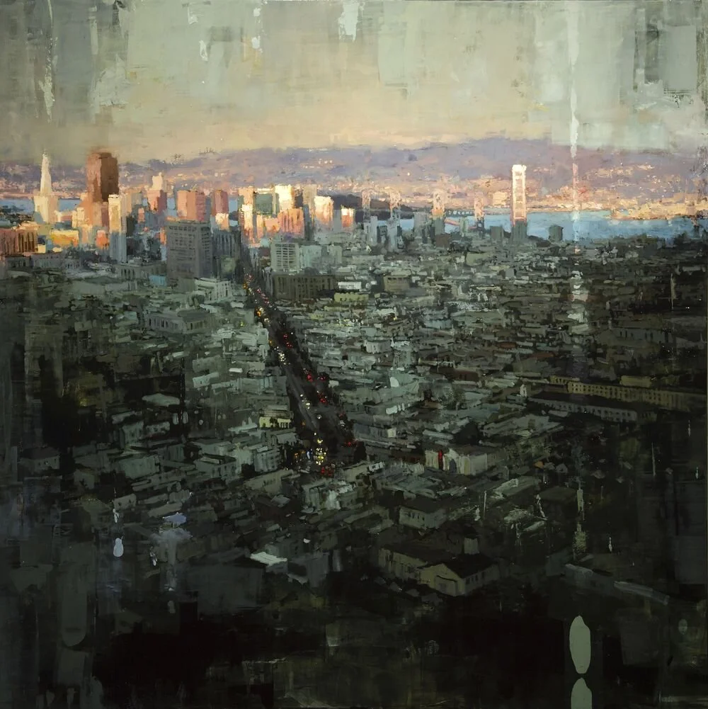 Jeremy Mann, ‘Sunset Upon The City Lights’, Oil on Panel, 36 x 36 inches, July 2016