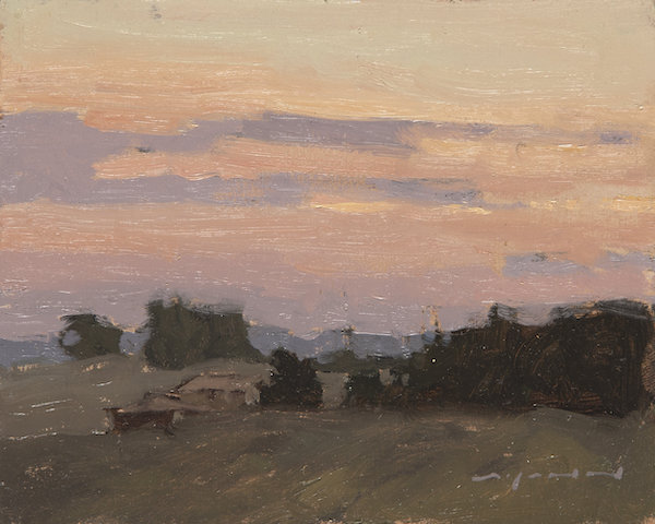 Jeremy Mann, ‘Tuscan Sunset #1’&nbsp; Plein Air, 4 x 5 inches, Oil on panel