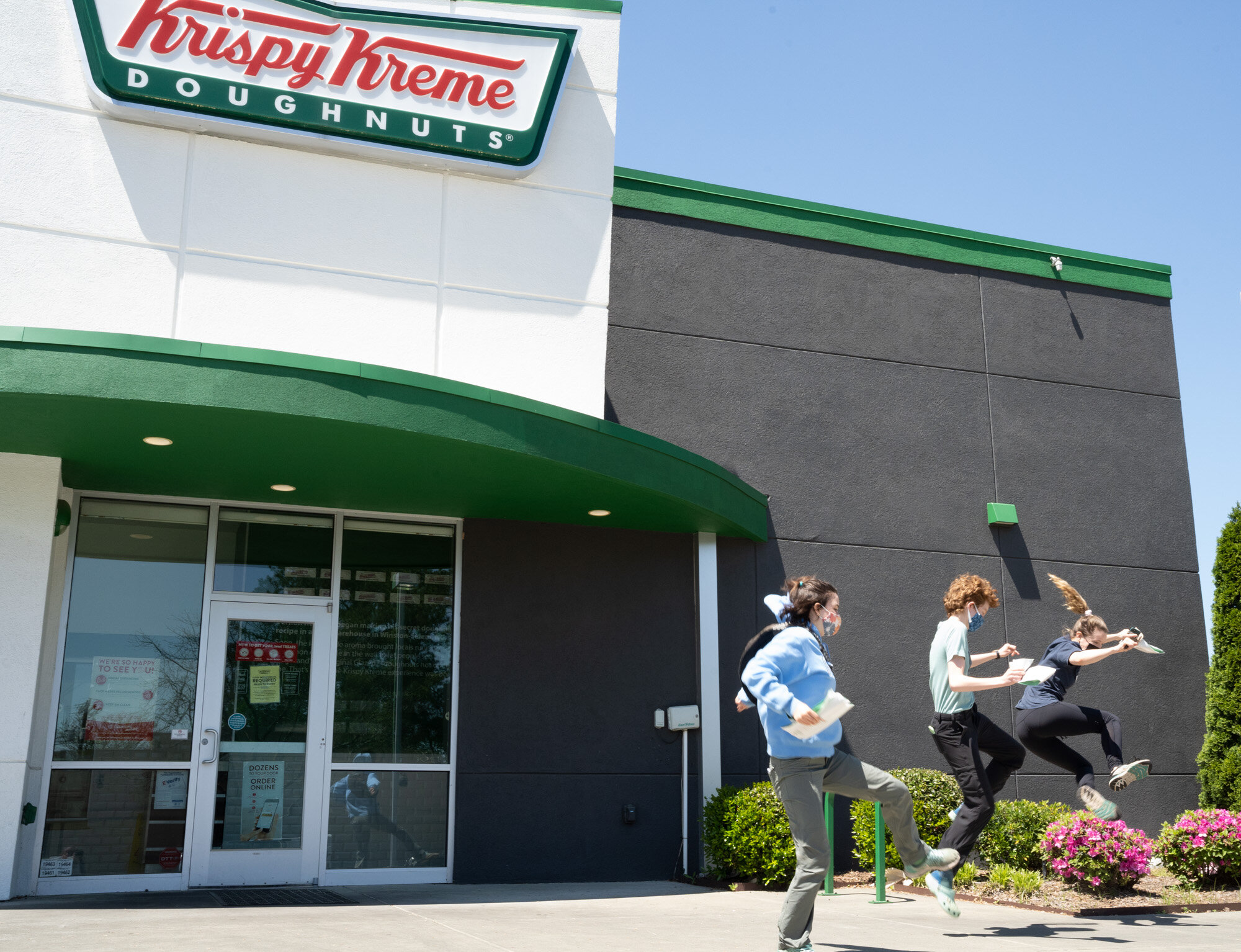  For a boost in morale, Farquhar and her fellow researchers decided to cash in their free vaccine donuts at Krispy Kreme, something they'd been trying to squeeze in between field work sites for weeks. 