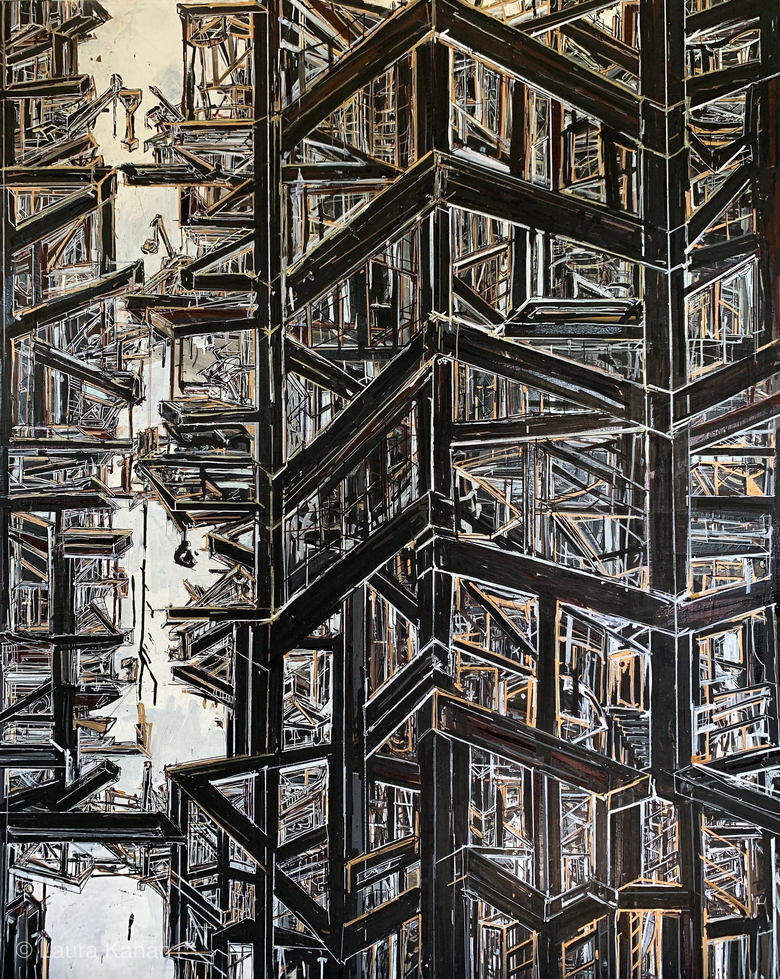 Under Construction, Mixed Media on canvas, 48x72", 2017.                SOLD
