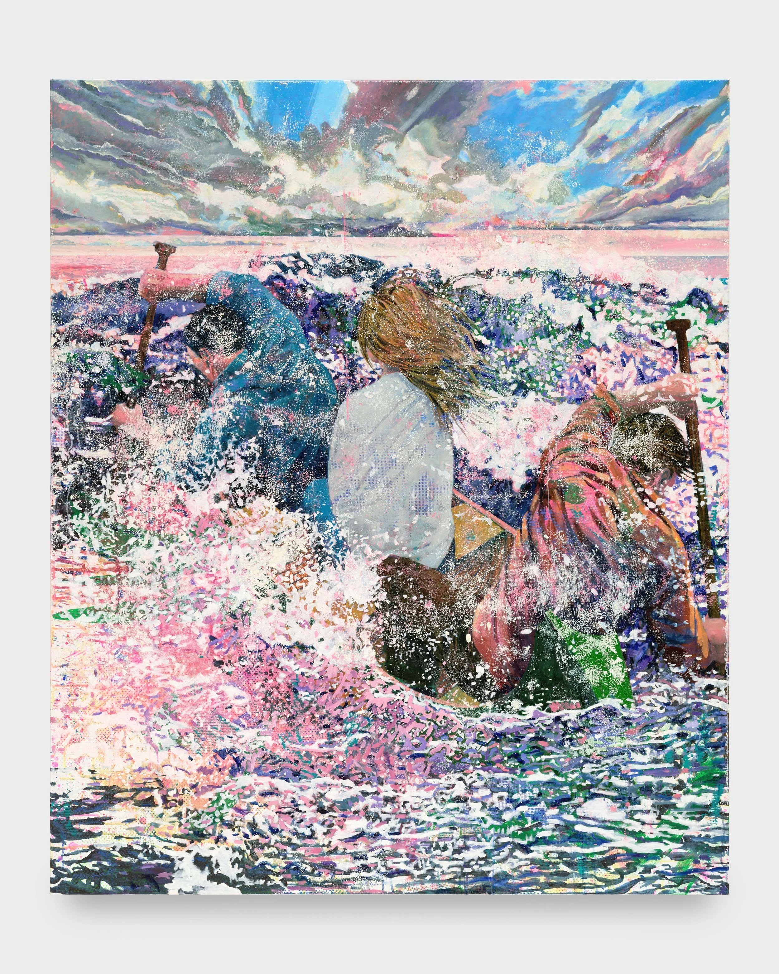 The Pull of the Moon, the Draw of the Shore, 2025, oil on canvas, 180 x 150 centimeters (70.75 x 59 inches).
Image courtesy Galerie Perrotin and the artist.
Documentation by Yubo Dong, of studio.