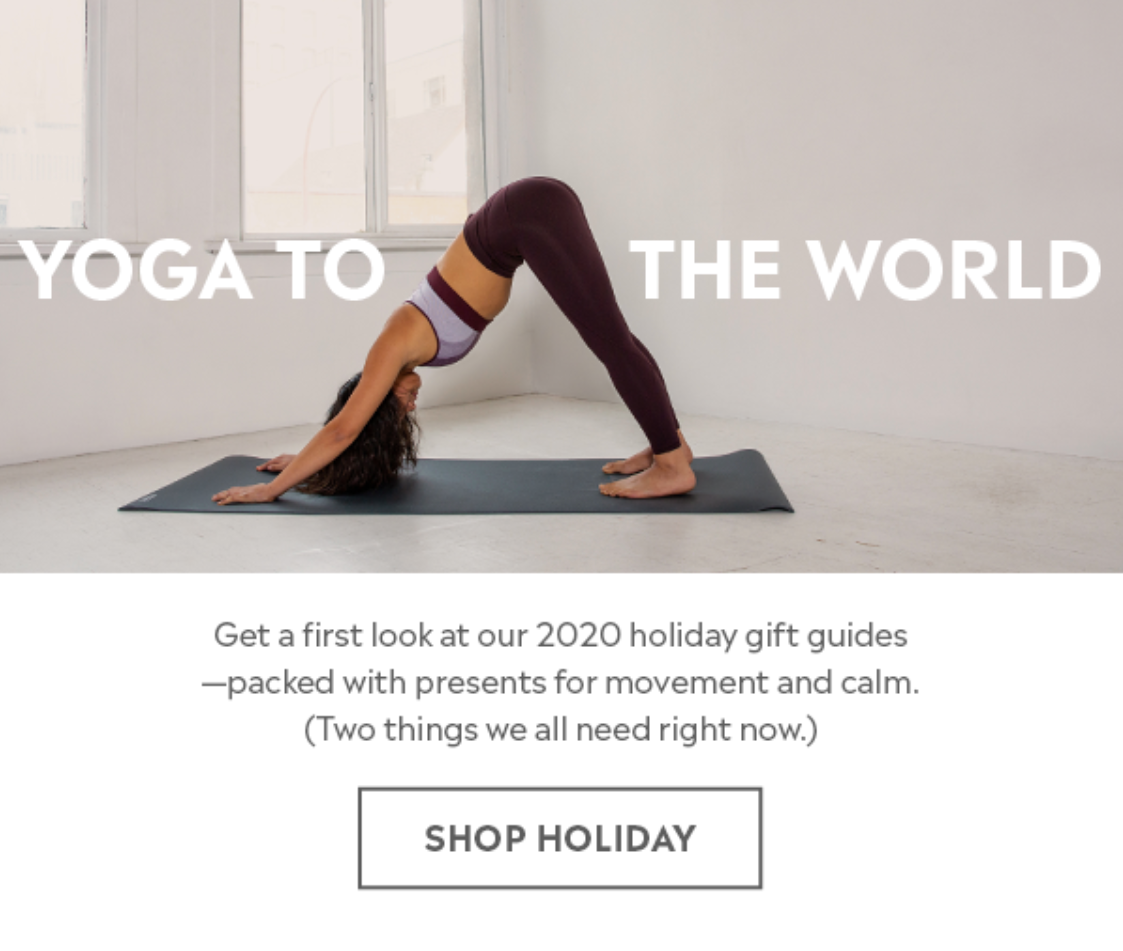 Email launch for B Yoga 2020 Gift Guide