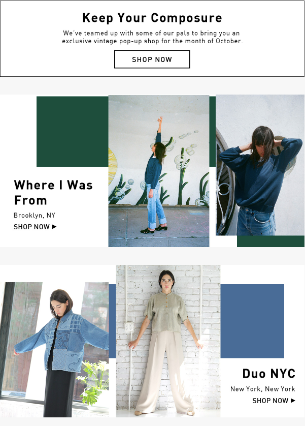 Vintage capsule email launch for Garmentory