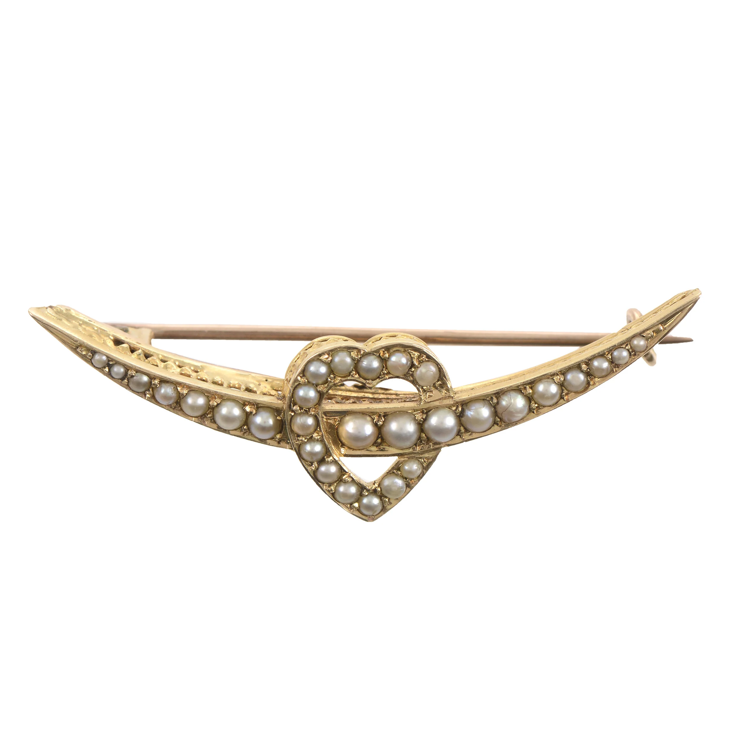 Victorian Crescent and Heart Brooch (SOLD)