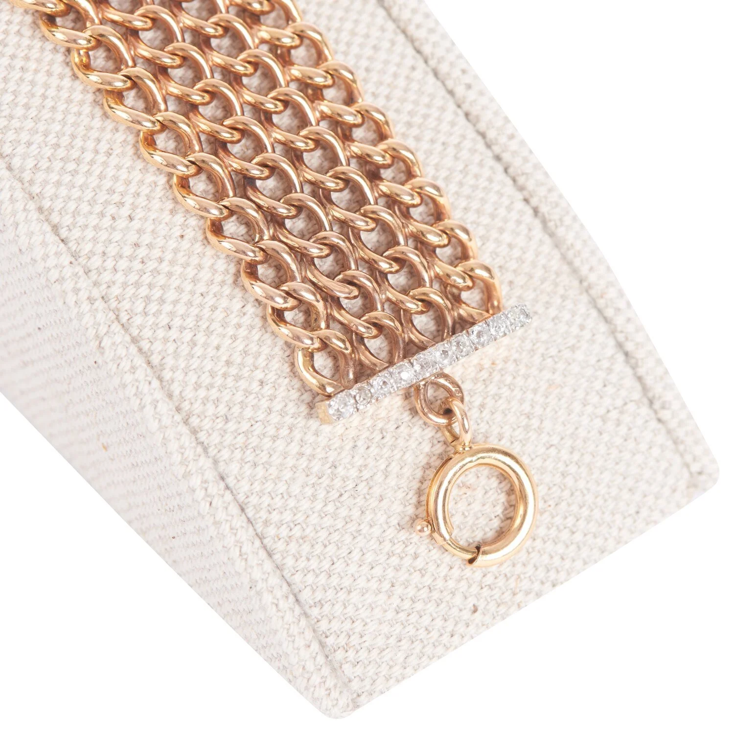 4 Row Antique Chain Bracelet with Diamond Bars