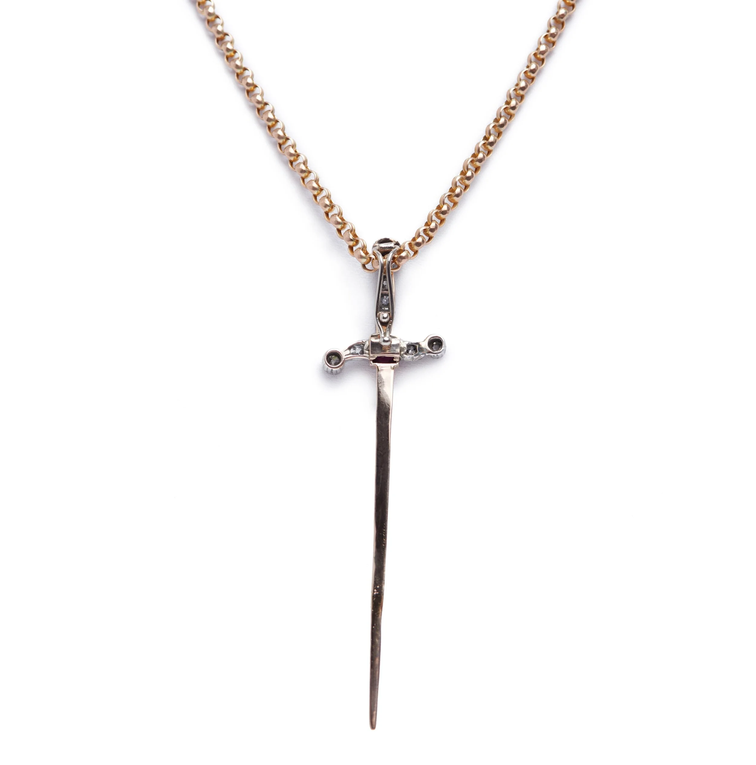 Antique Ruby Diamond and Gold Sword Pendant — Turner Tatler