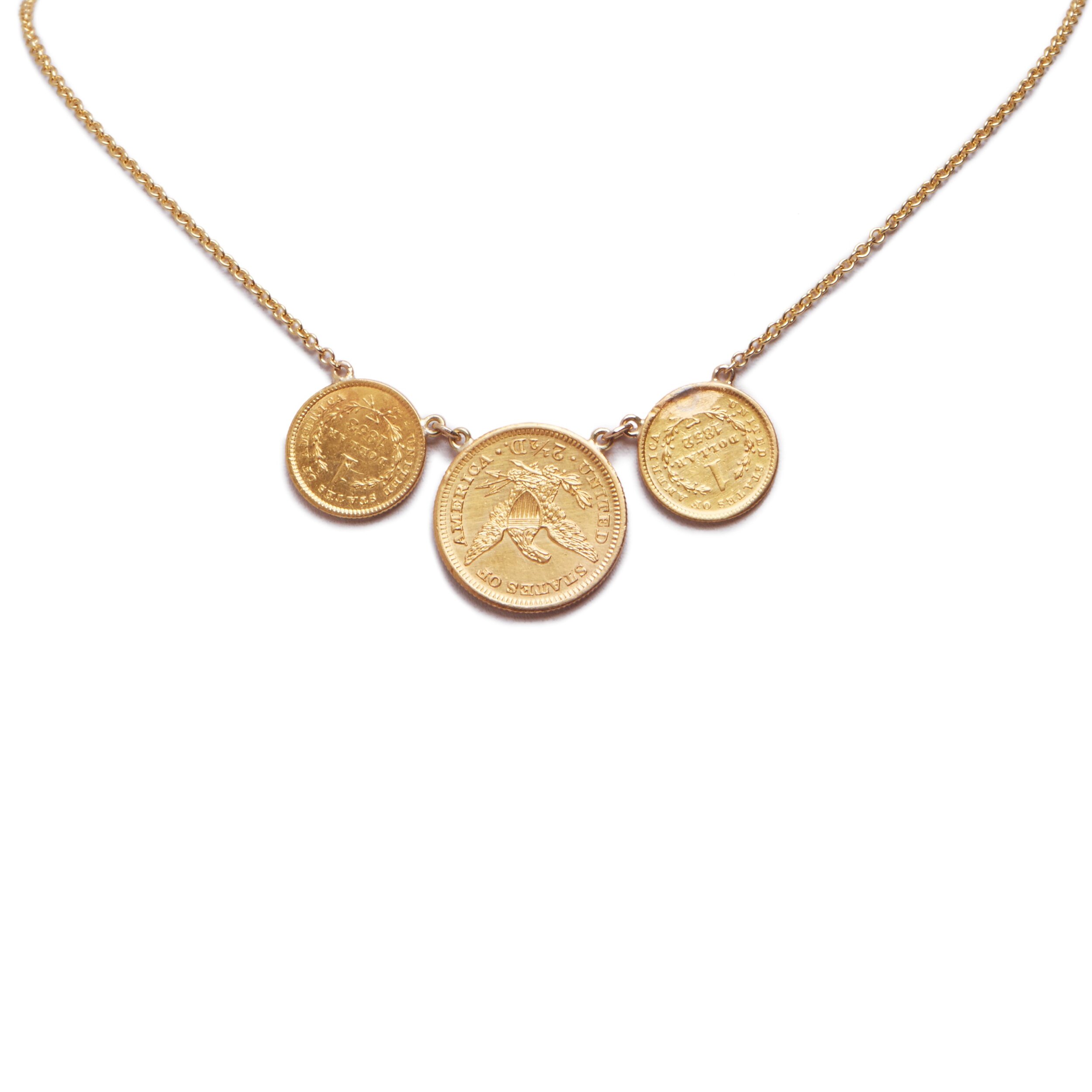 Antique American Gold Coin Necklace 