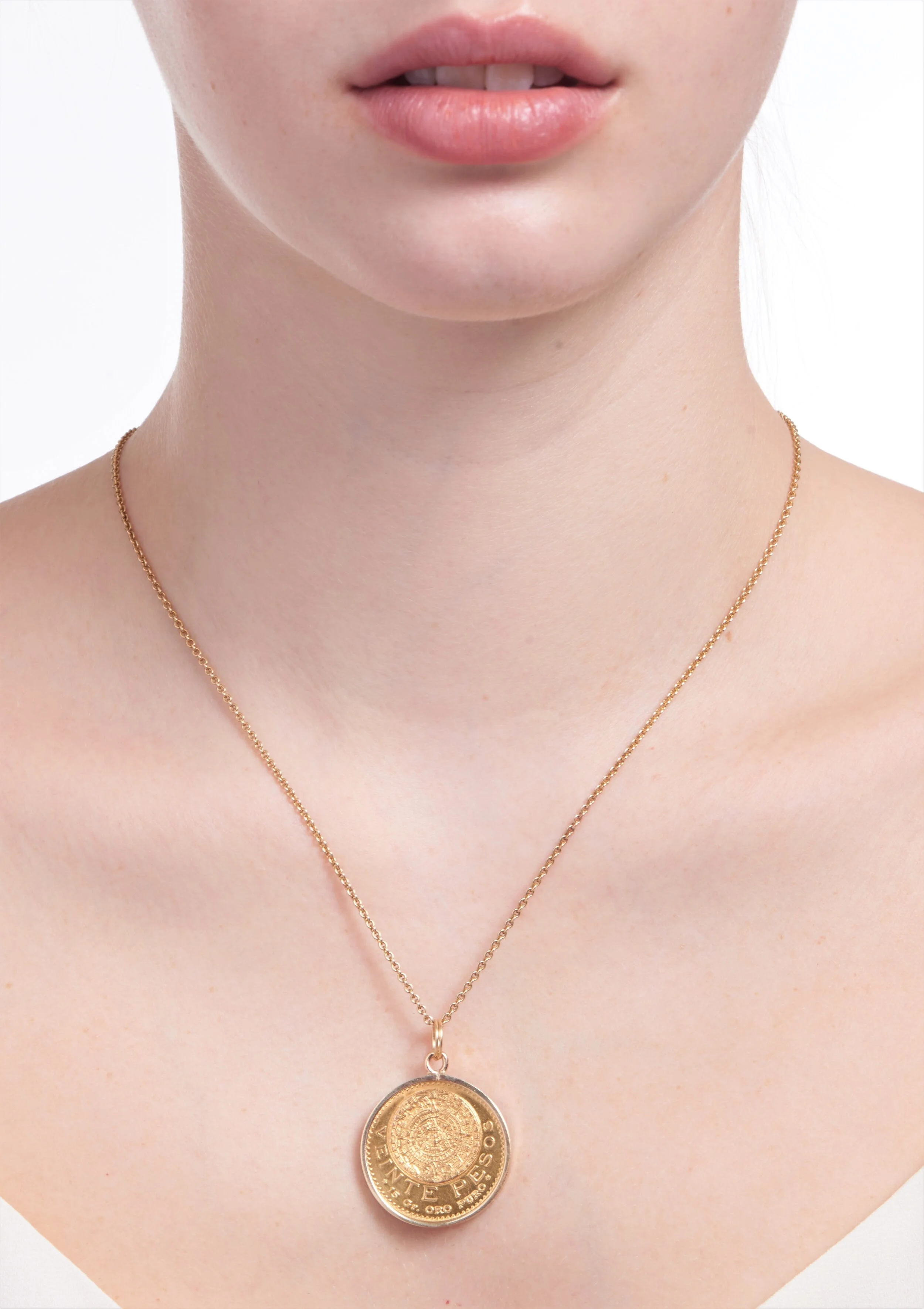 22 KT Gold Mexican Peso Coin Pendant 