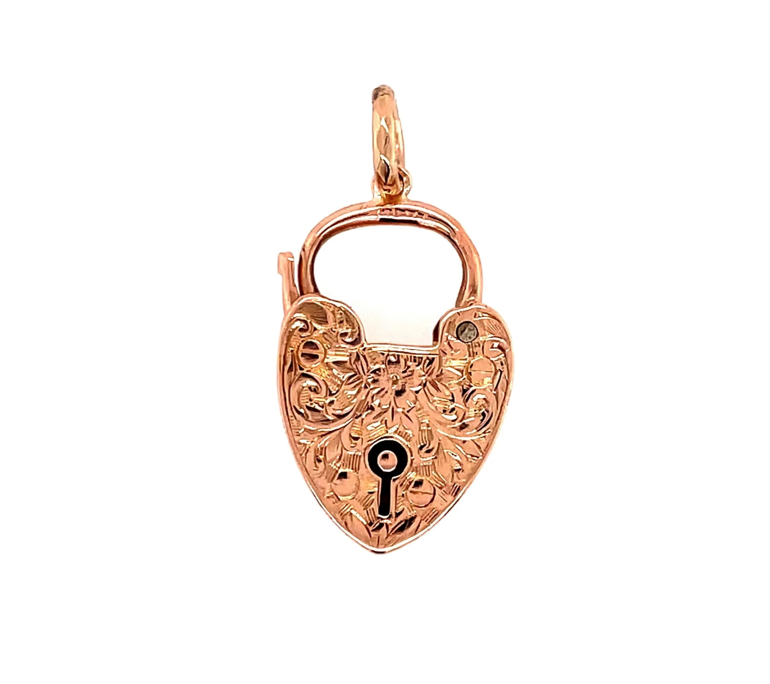 Antique Rose Gold Engraved Heart 