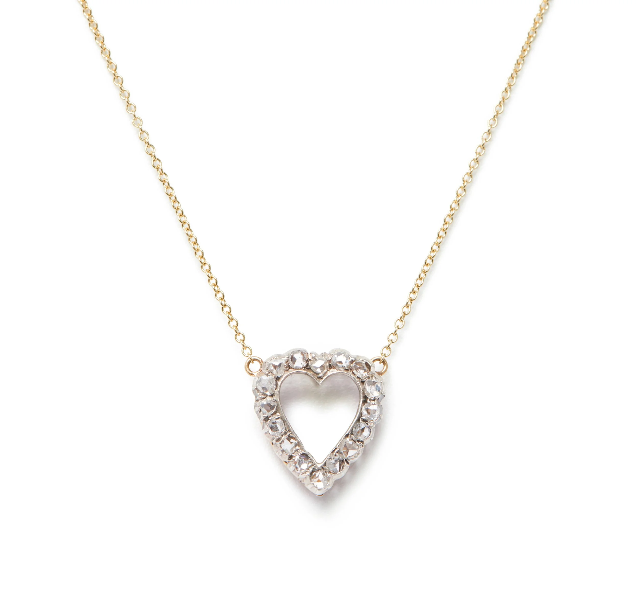 Antique Rose Cut Diamond Heart Necklace