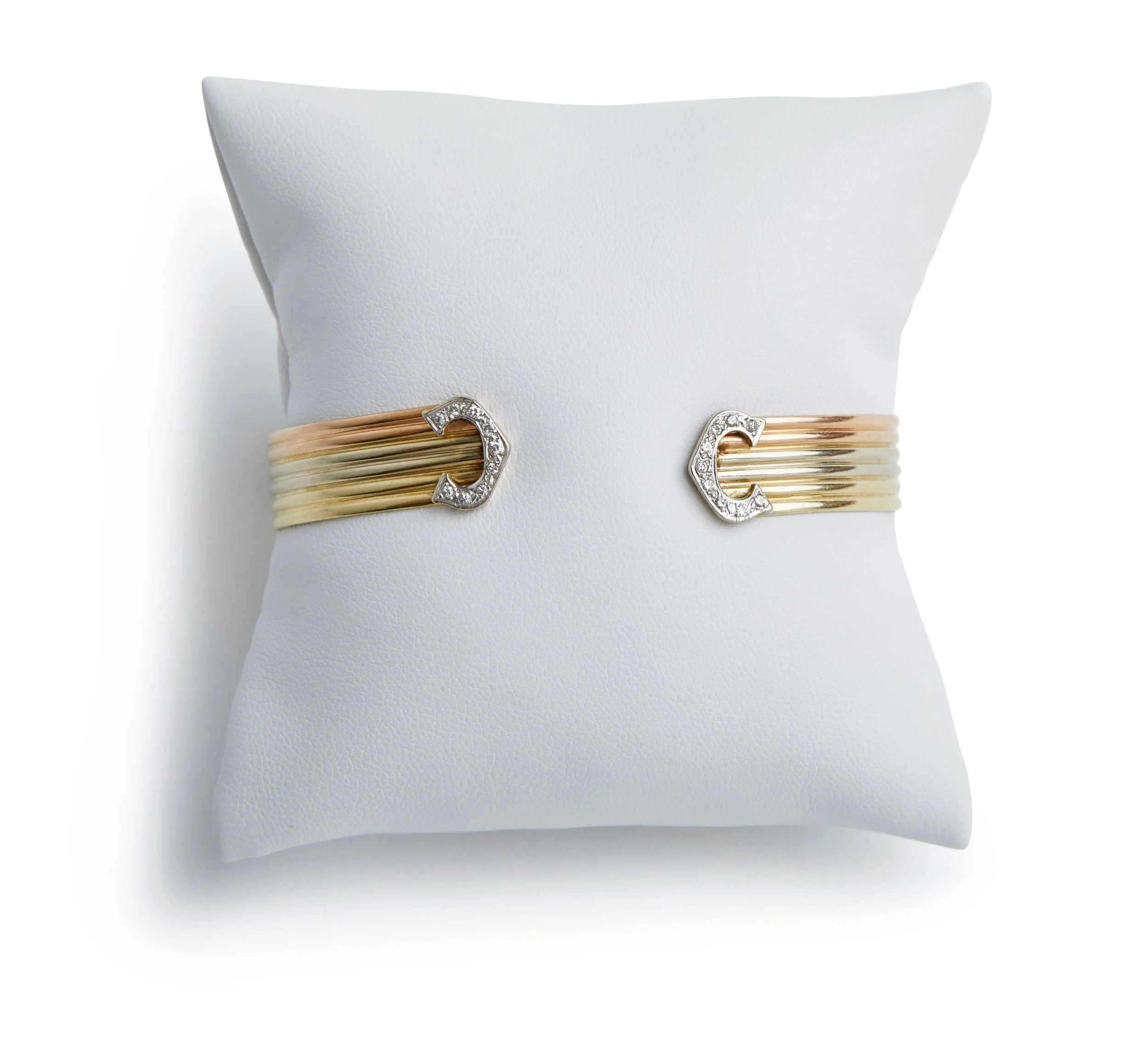 Vintage Tri Color and Diamond Cuff Bracelet