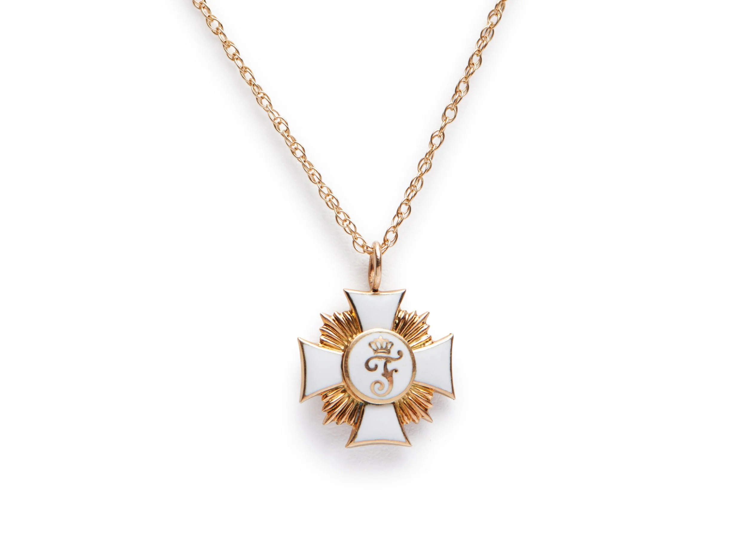 Antique Enamel and 18KT Maltese Cross Pendant — Turner Tatler