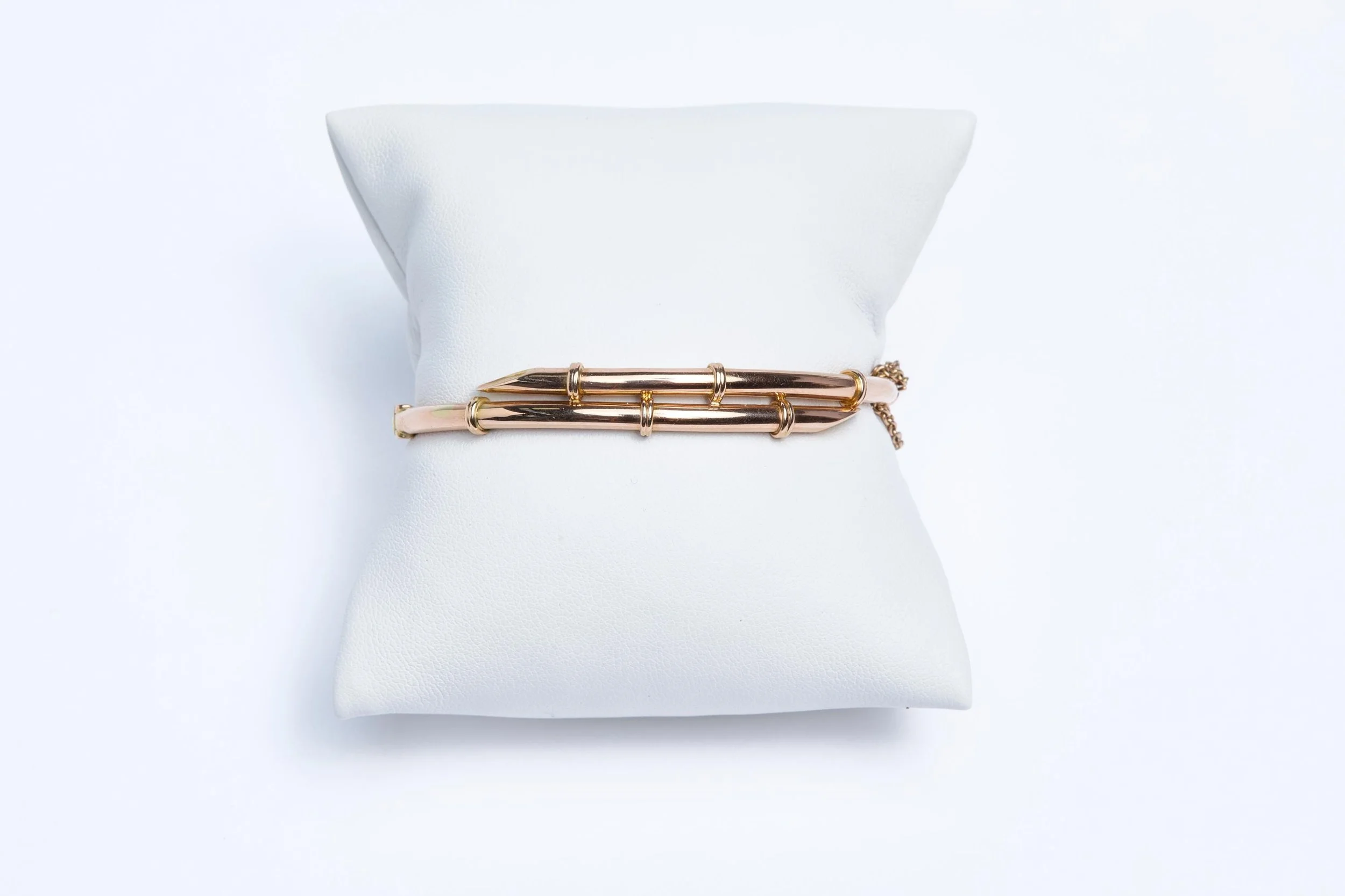 Antique 15KT Rose Gold Bamboo Crossover Bangle
