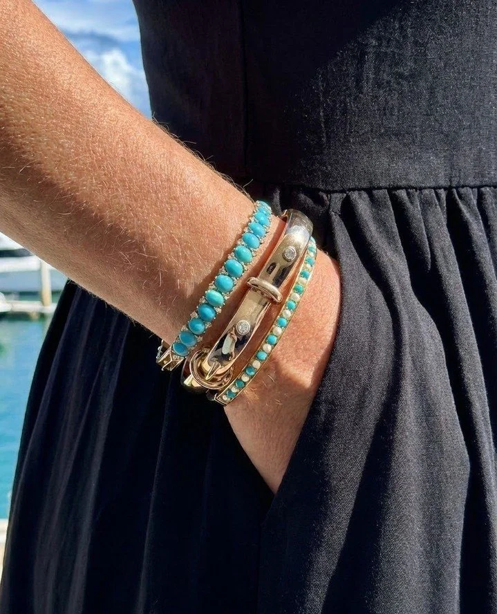 ncredibly fresh &amp; perfect for the modern woman, these pristine bangles date back to the 1800&rsquo;s. A perfect blend of antique diamonds and cabochon turquoise. ⁠
Newly unveiled on our website. ⁠
⁠
#heritagecollection