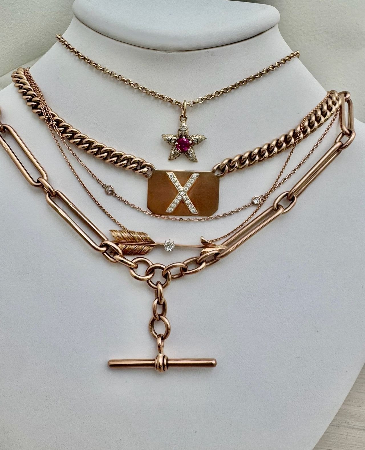 The magic is in the mix. ⁠
⁠
A star, an arrow, a diamond initial, a bold paperclip chain, each piece brings its own texture, symbolism, and story. Worn together, they create something entirely new: collected, meaningful, and impossible to replicate.