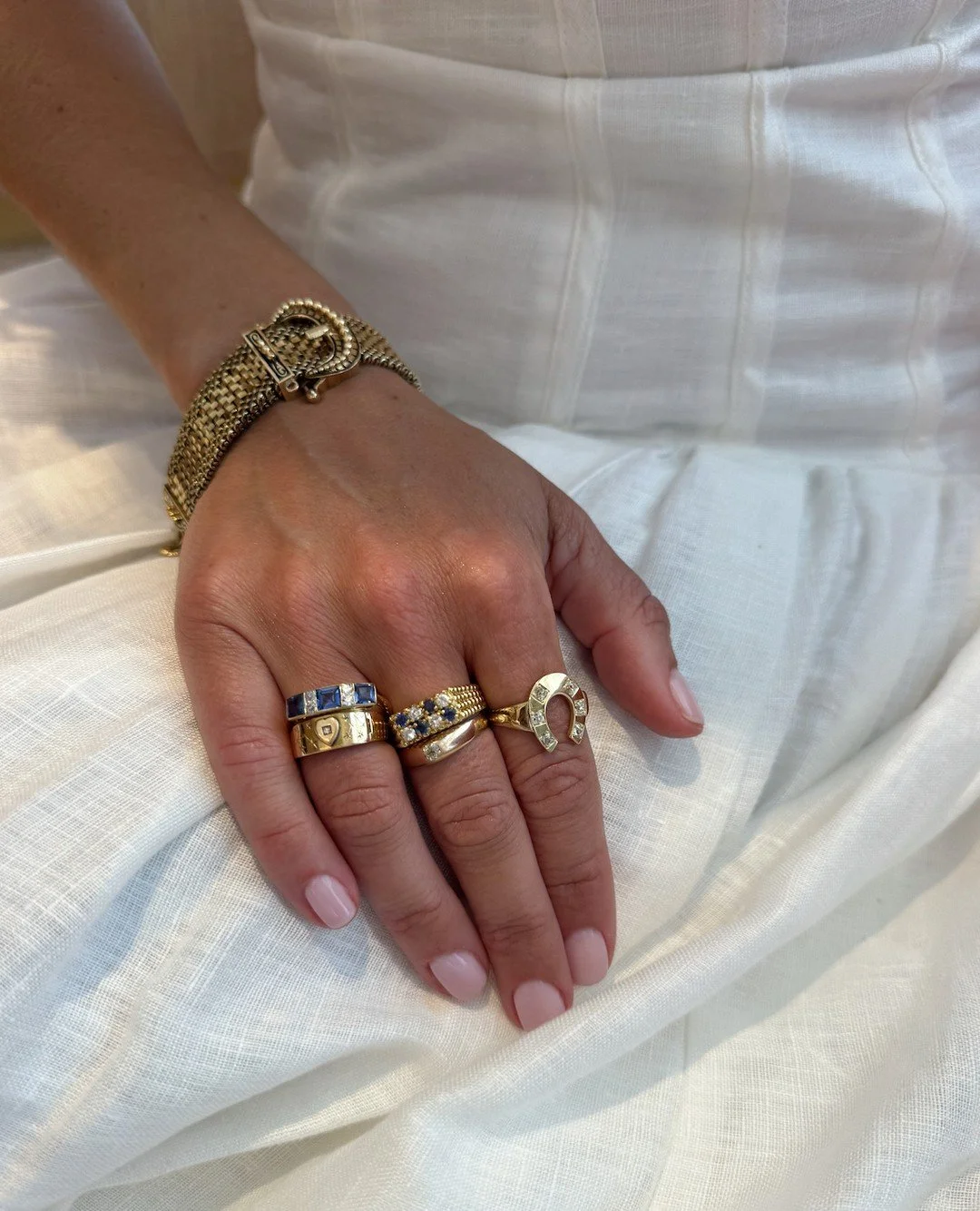 The secret to a perfect white linen moment? It was always the jewelry.