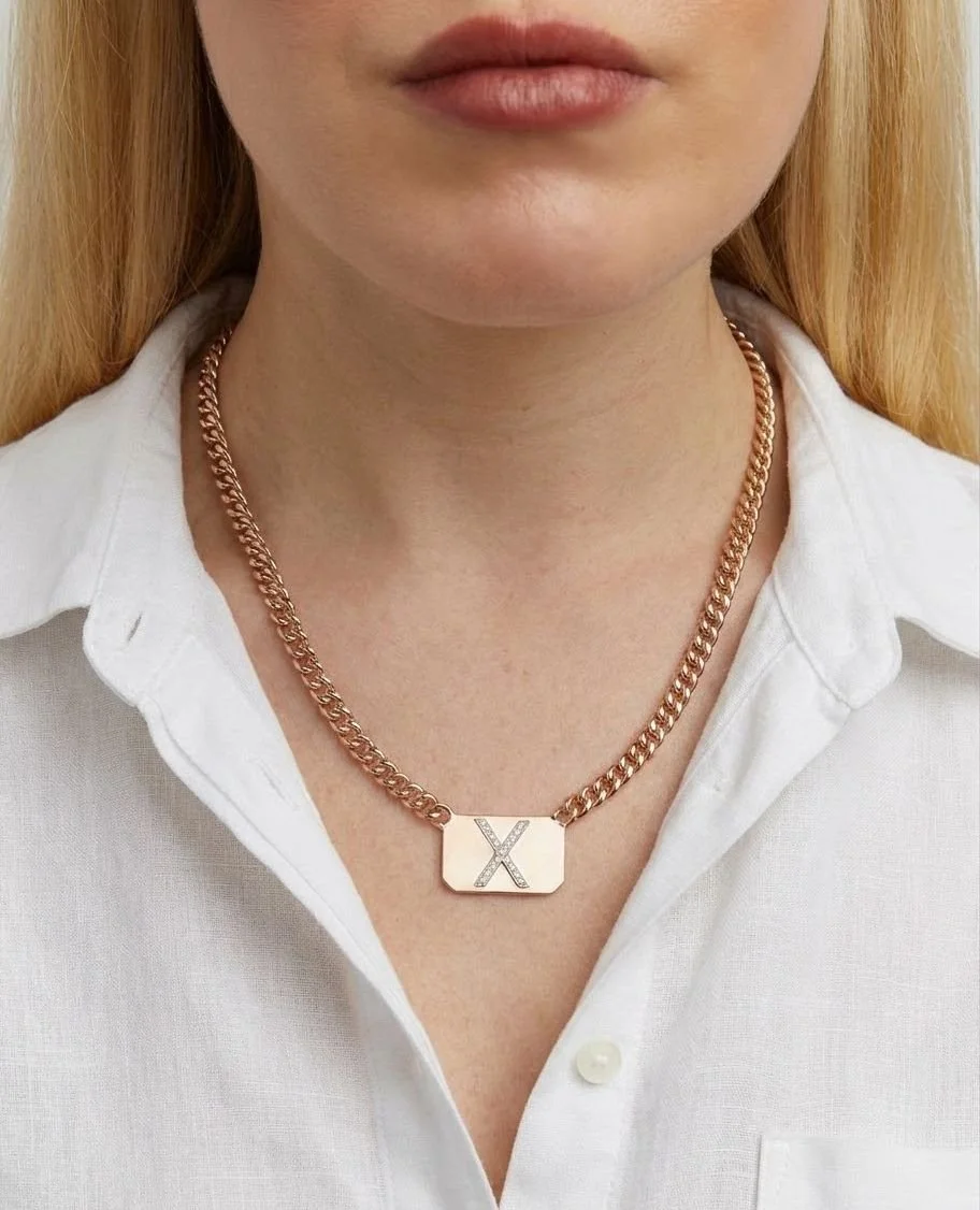 Antique English rose gold, reimagined.⁠
⁠
Created from a 9KT pocket watch chain and antique T bar, this one-of-a-kind necklace brings old-world craftsmanship into a fresh, modern silhouette. Finished with a diamond &ldquo;X&rdquo; at the center, it i