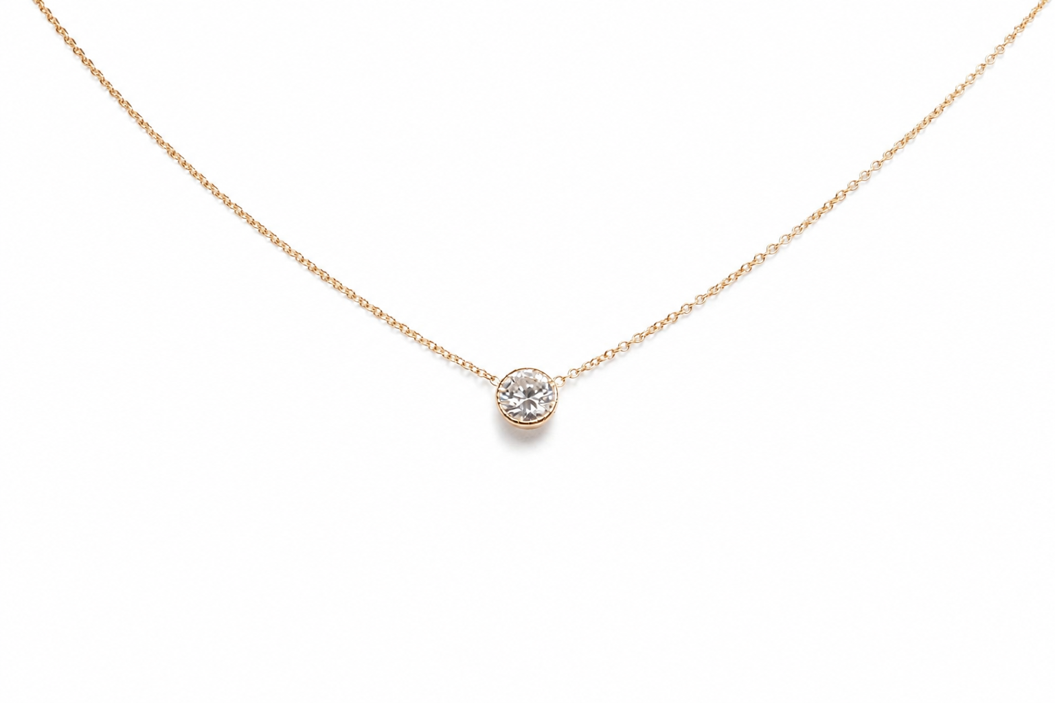 Antique  Old European Cut Diamond Single Stone Necklace