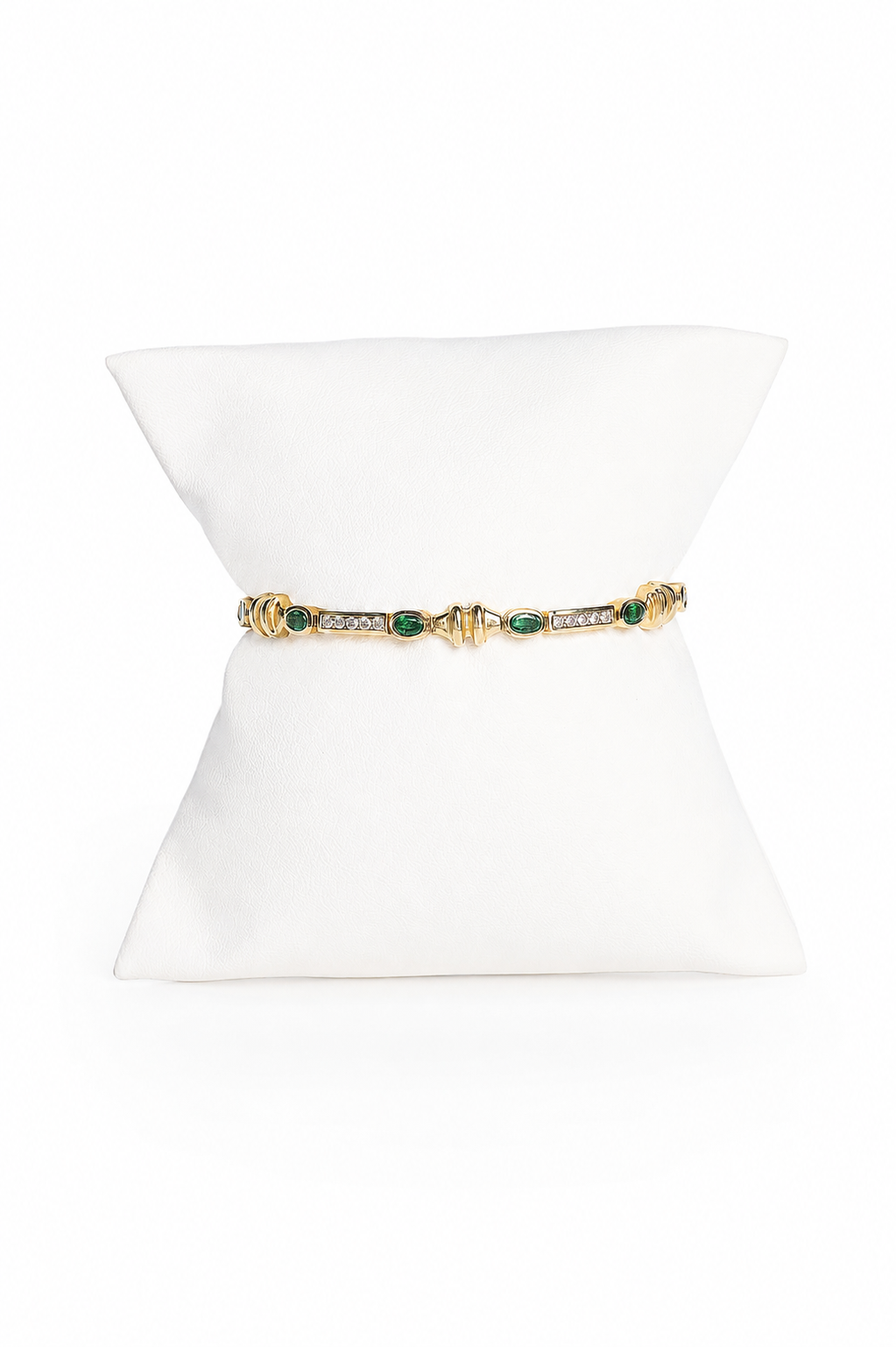 Vintage Emerald and Diamond Link Bracelet