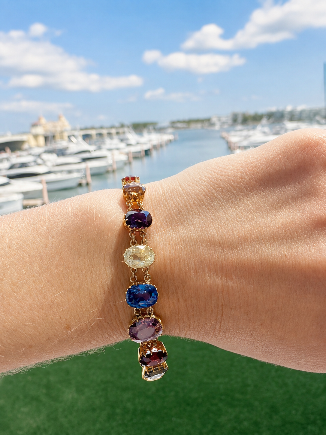 Antique 15KT Multi Gem Harlequin Bracelet (SOLD)