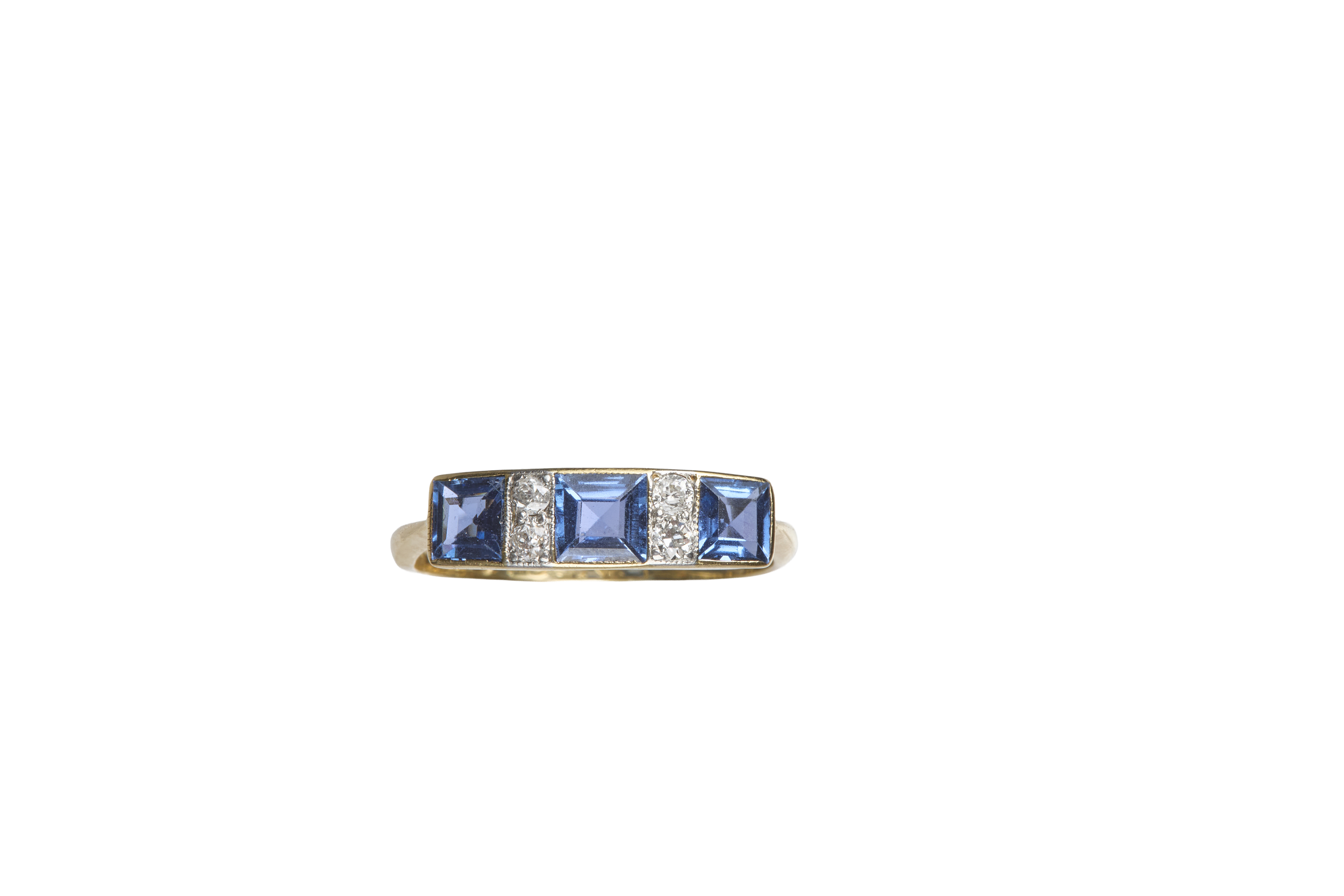 Sapphire and Diamond Antique Square Cut Ring0598.png