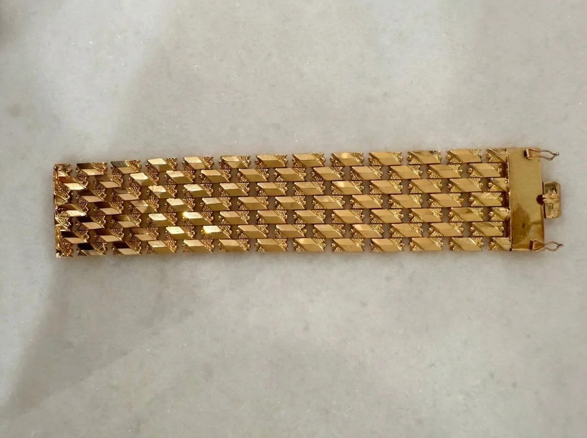 Fabulous 1940s 18KT Cuff Bracelet_Long.jpg